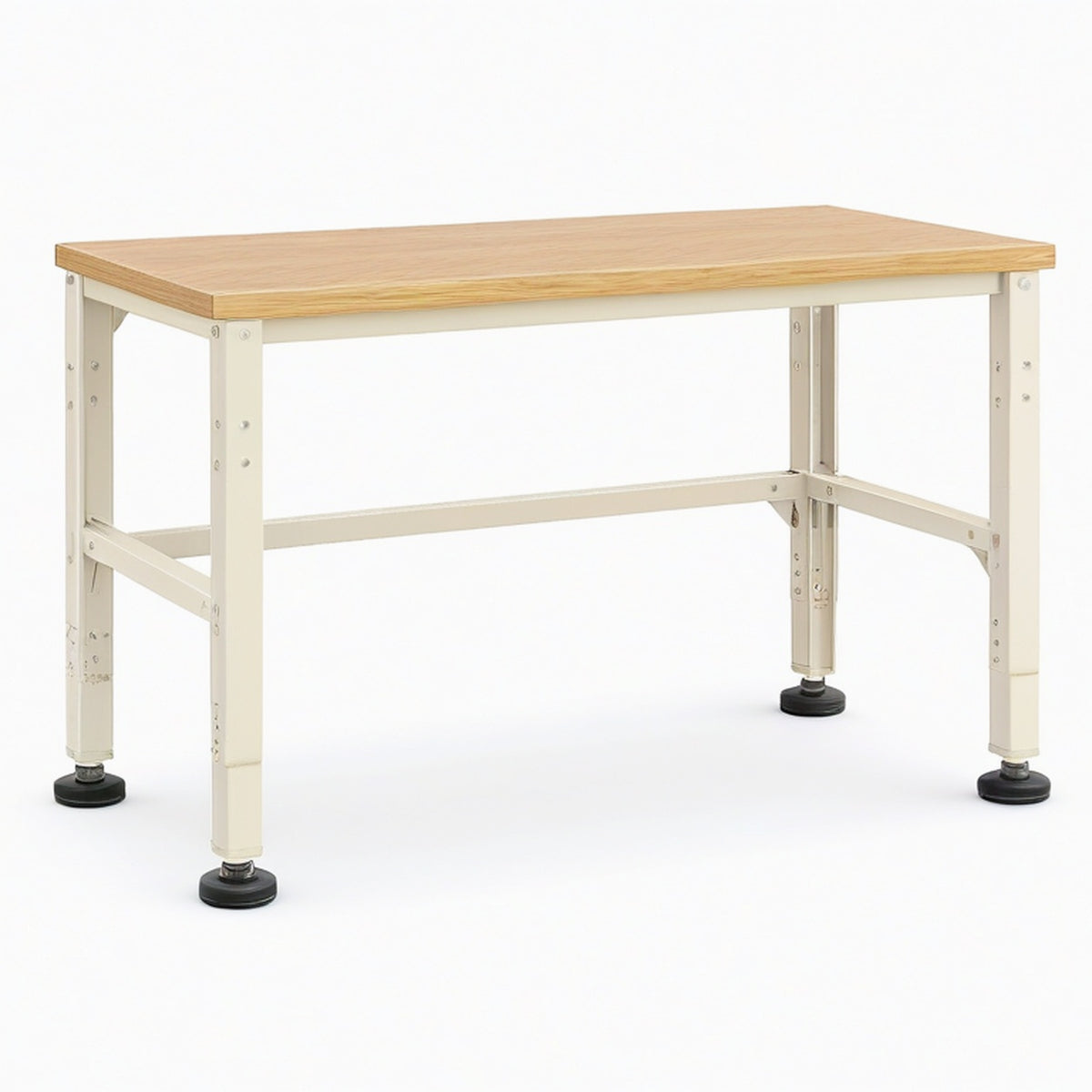 Établi 120 x 60 x 74 cm plateau en bois structure acier beige réglable