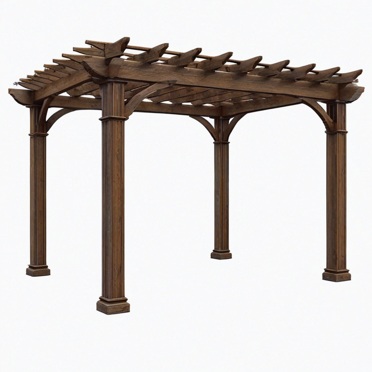 Pergola de jardin 400 x 300 x 250 cm en bois marron style rustique