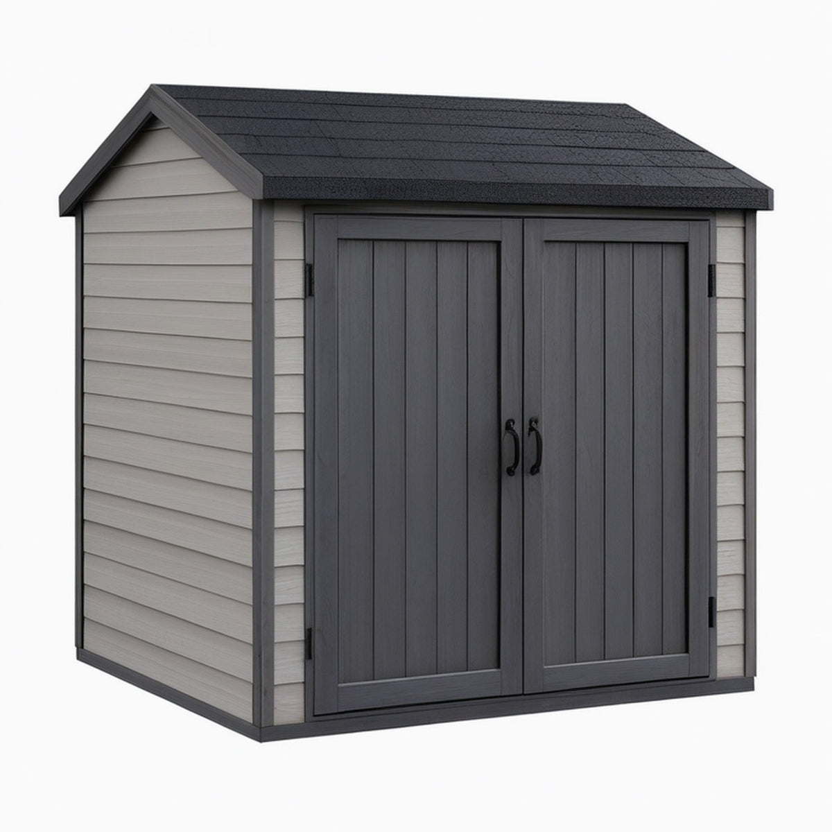 Abri de jardin 190 x 120 x 180 cm en résine gris anthracite à double porte style contemporain