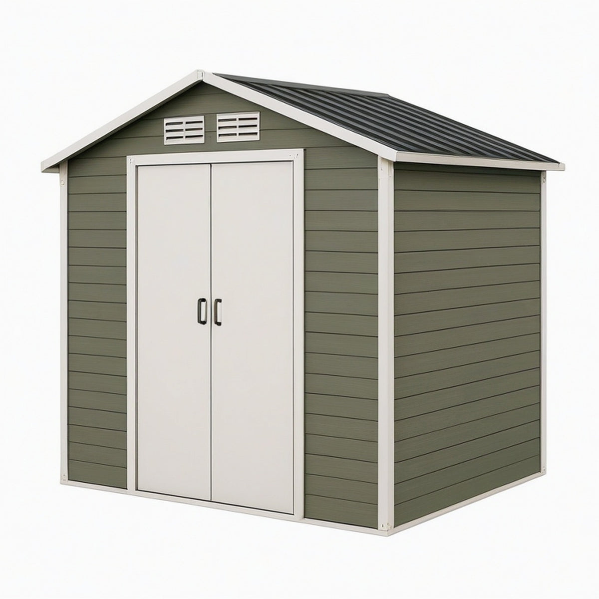 Abri de jardin 180 x 120 x 200 cm en résine vert olive et gris - rangement extérieur ventilé