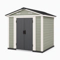 Abri de jardin 180 x 120 x 190 cm en plastique vert sauge avec portes doubles