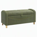 Banc de rangement 110 cm en tissu vert style classique capitonné