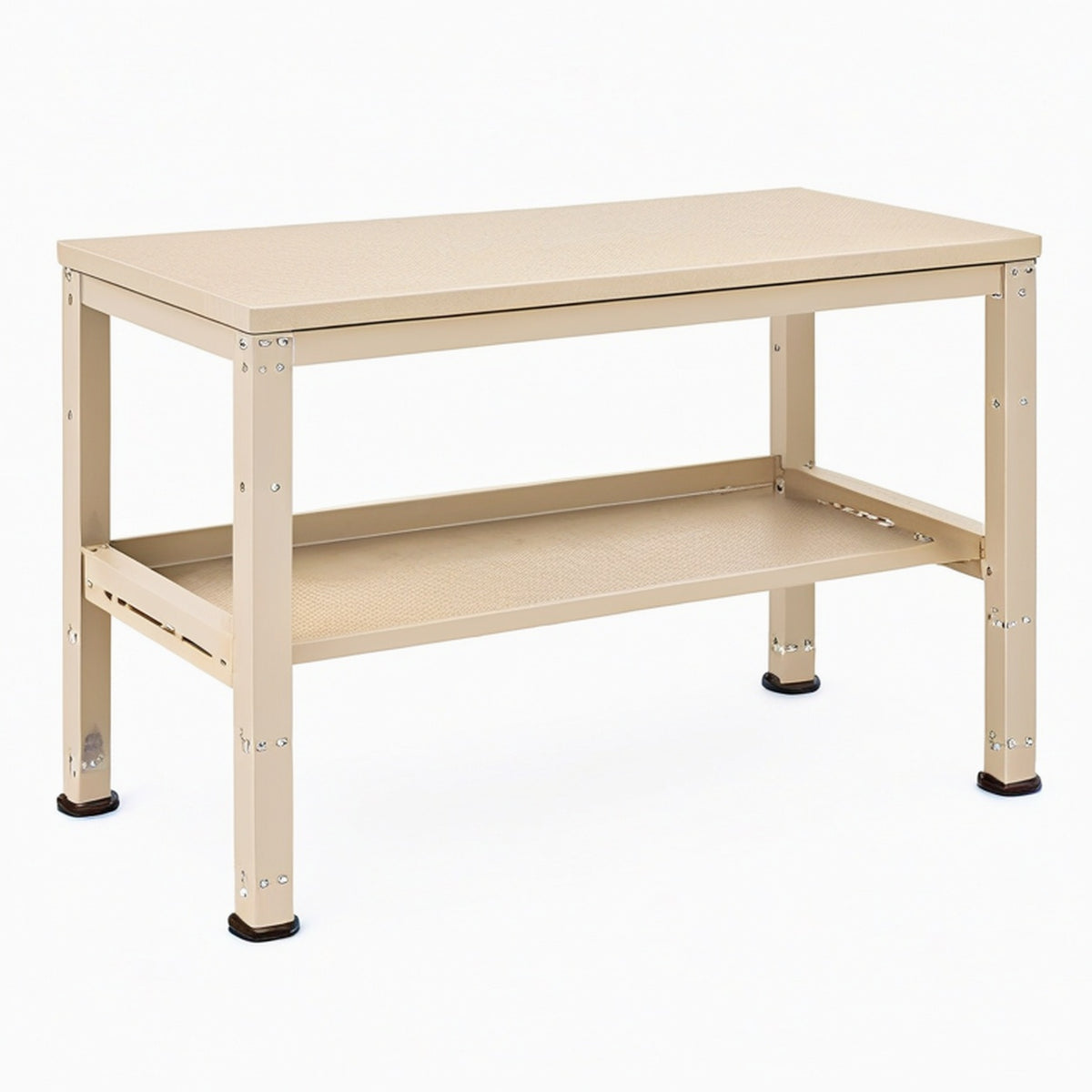 Établi de travail 120 x 60 x 85 cm en métal beige avec étagère de rangement