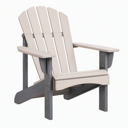 Fauteuil de jardin Adirondack 83 x 76 x 98 cm en plastique beige et gris avec accoudoirs