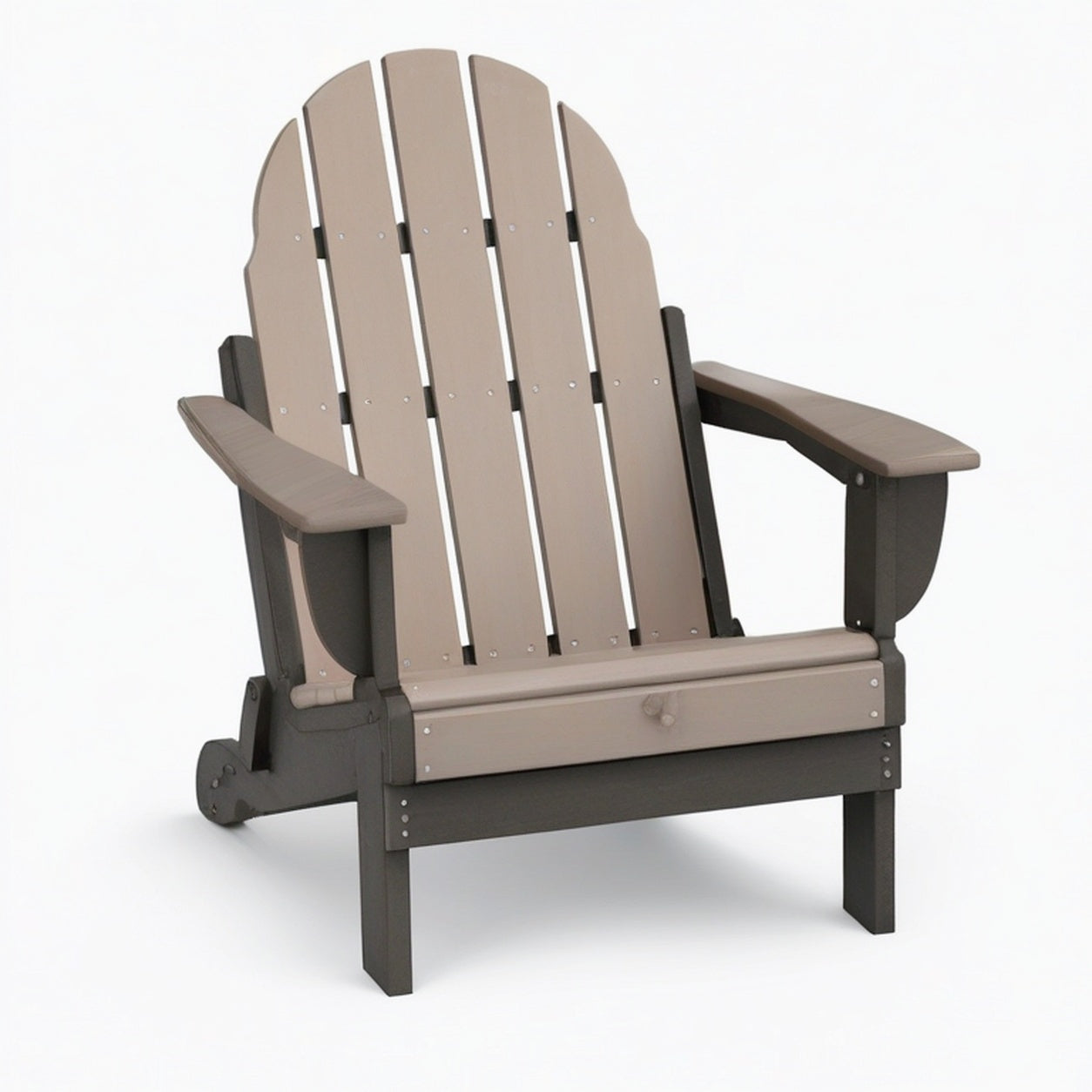 Fauteuil de jardin Adirondack 80 x 90 x 100 cm en polypropylène taupe et anthracite avec accoudoirs