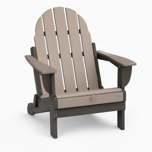 Fauteuil de jardin Adirondack 80 x 90 x 100 cm en polypropylène taupe et anthracite avec accoudoirs