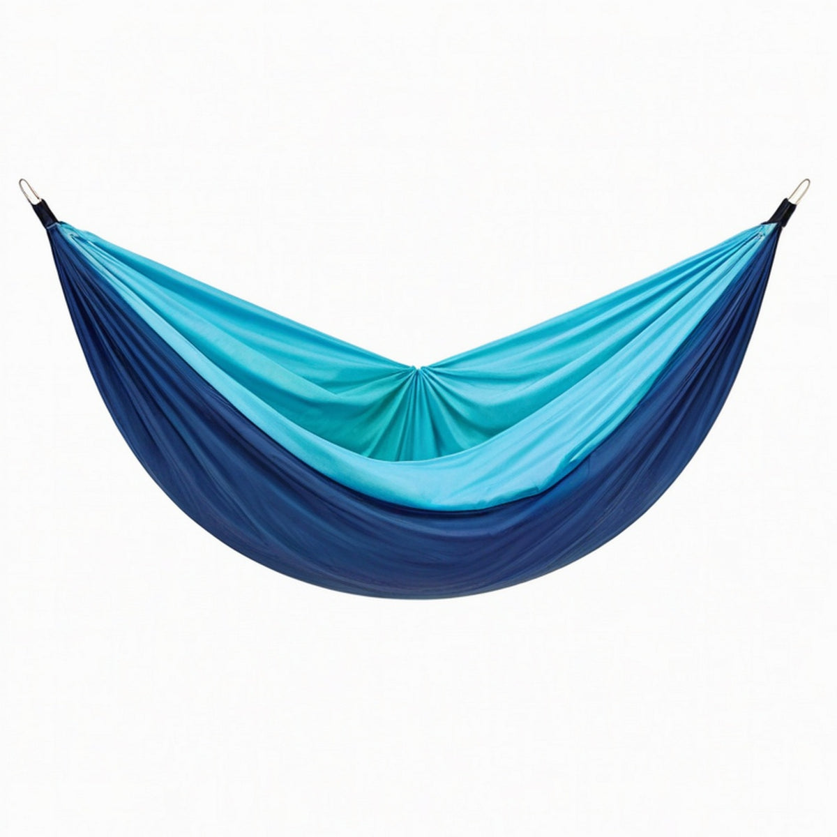 Hamac 270 x 140 cm en tissu synthétique bleu marine turquoise avec mousquetons pour jardin
