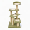Arbre à chat 50 x 50 x 145 cm vert et beige en sisal avec plateformes et couchage style contemporain
