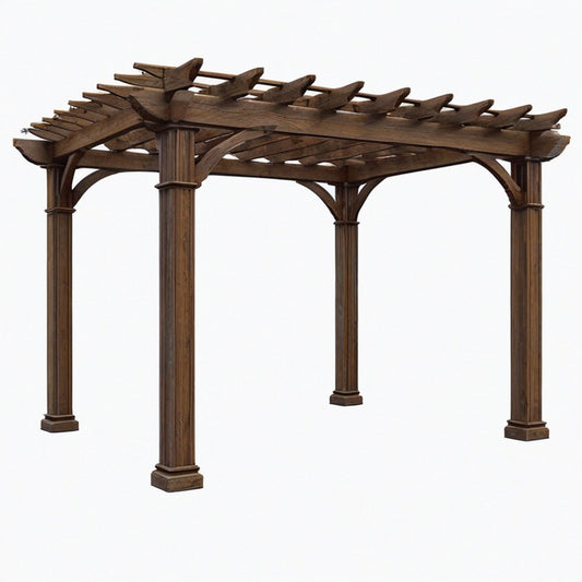 Pergola de jardin 400 x 300 x 250 cm en bois marron style rustique