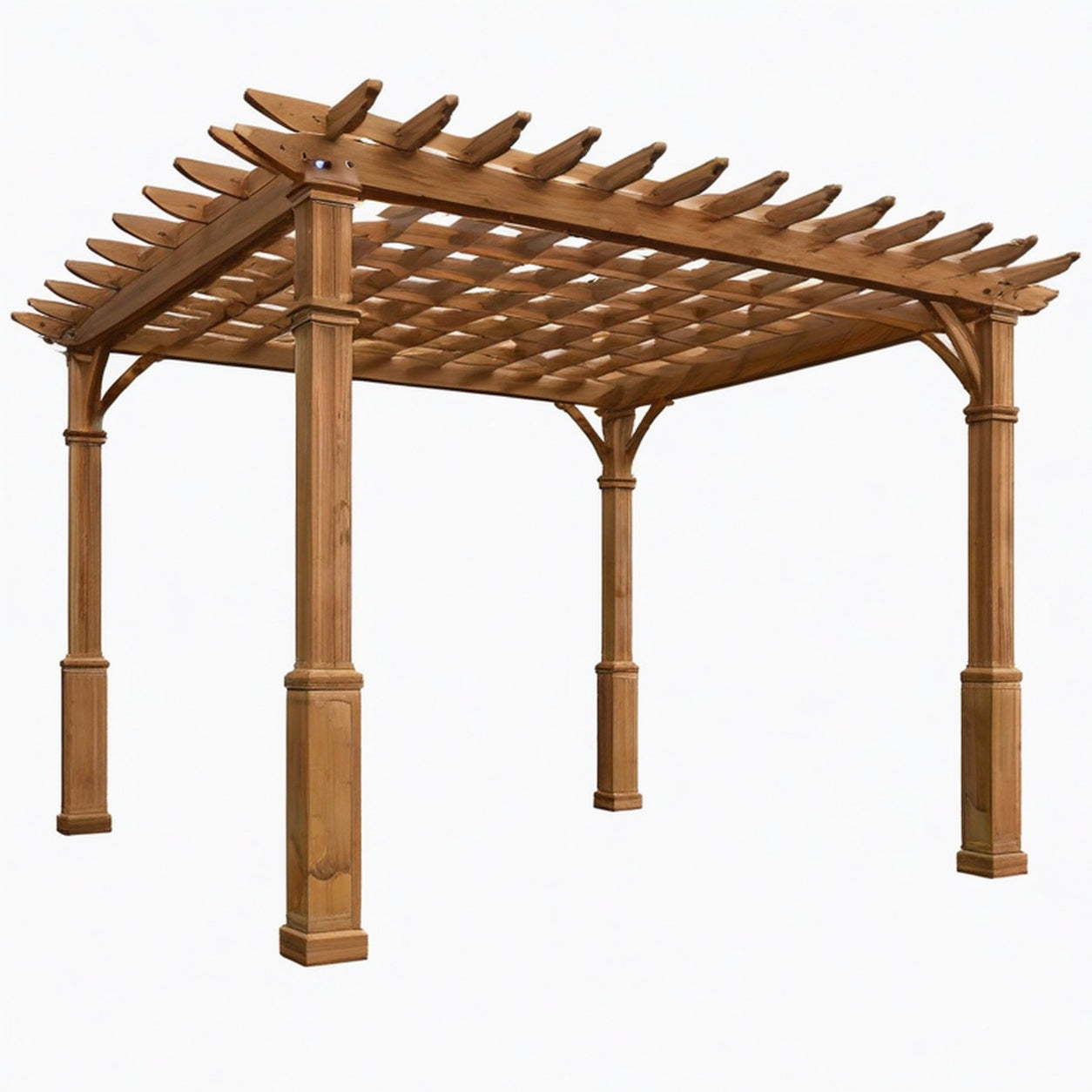 Pergola de jardin 400 x 300 x 250 cm en bois marron à toiture ajourée