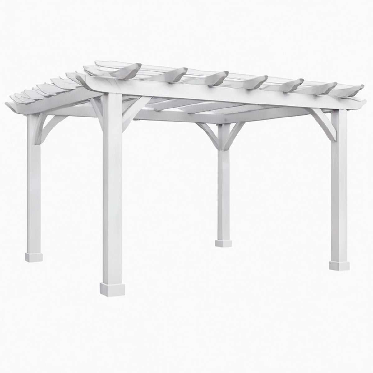 Pergola de jardin 300 x 300 x 240 cm en bois blanc - structure extérieure à lames ouvertes