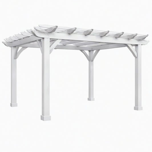 Pergola de jardin 300 x 300 x 240 cm en bois blanc - structure extérieure à lames ouvertes