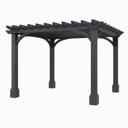 Pergola de jardin 300 x 300 x 240 cm en bois noir - toit ajouré