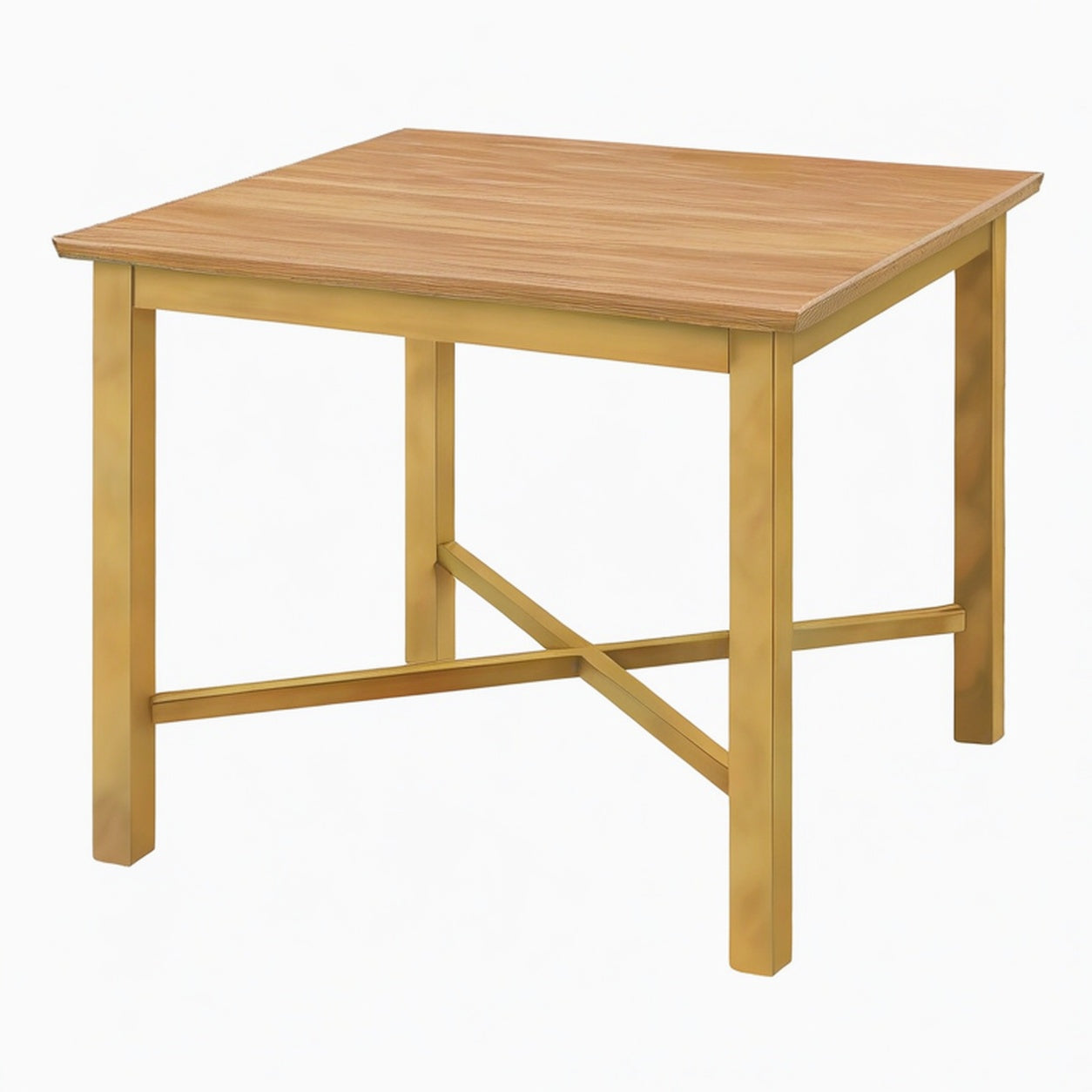 Table à manger 120 x 80 x 75 cm plateau effet bois structure en métal doré style contemporain
