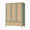 Armoire 120 x 55 x 190 cm en bois vert avec cannage rangement naturel