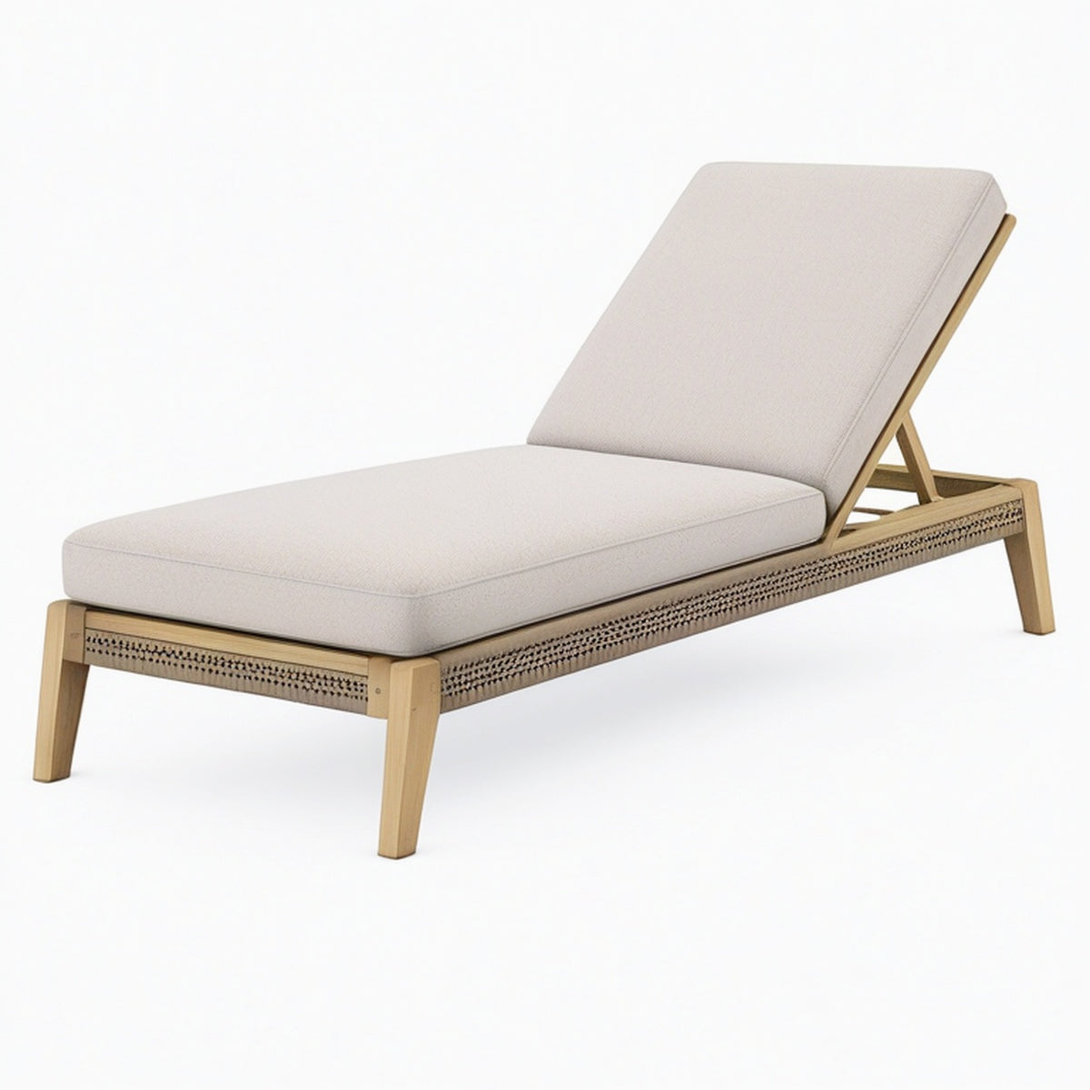 Chaise longue de jardin 200 x 70 cm en bois beige avec dossier inclinable