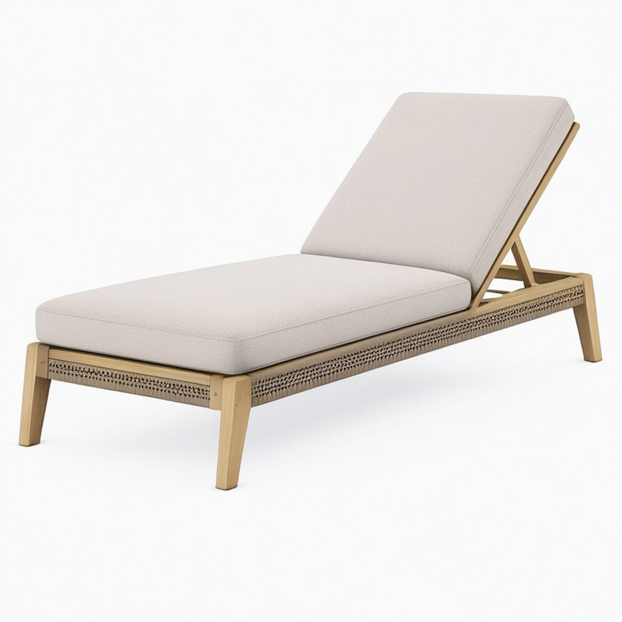 Chaise longue de jardin 200 x 70 cm en bois beige avec dossier inclinable